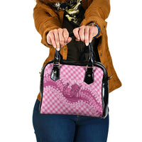 Alaka Hawaii Cowboy Palaka Motifs Personalised Shoulder Handbag Paniolo Festival Puakenikeni Lei LT14 One Size Pink - Polynesian Pride