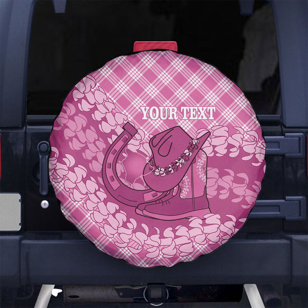 Alaka Hawaii Cowboy Palaka Motifs Personalised Spare Tire Cover Paniolo Festival Puakenikeni Lei LT14 No hole Pink - Polynesian Pride