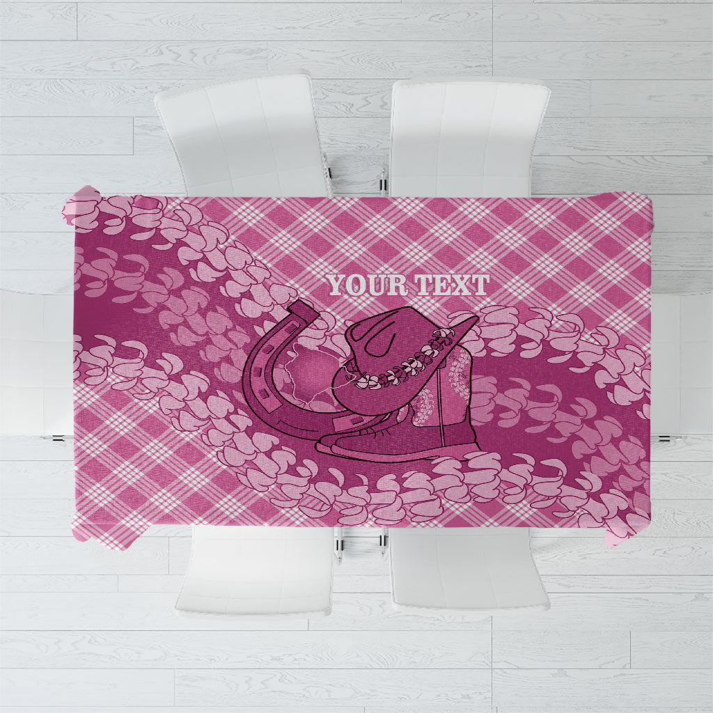 Alaka Hawaii Cowboy Palaka Motifs Personalised Tablecloth Paniolo Festival Puakenikeni Lei LT14 Pink - Polynesian Pride