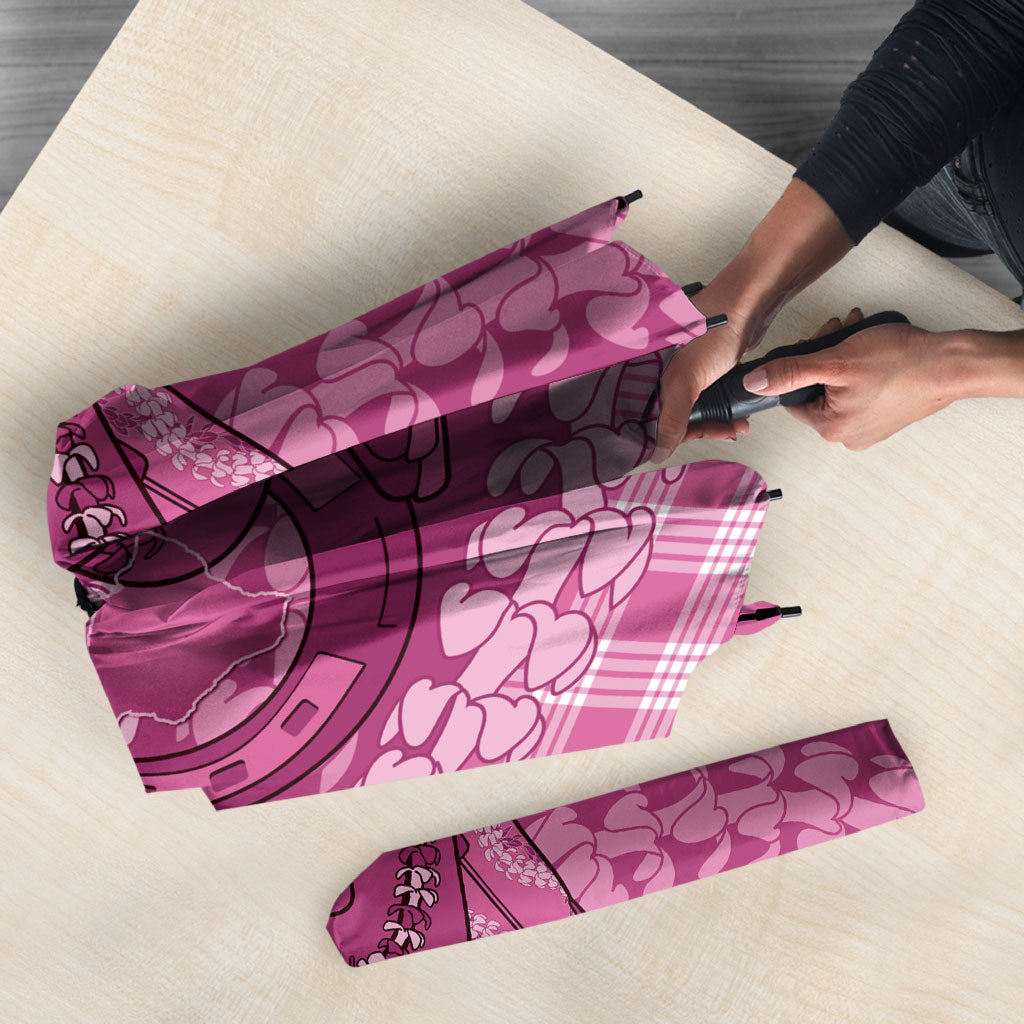 Alaka Hawaii Cowboy Palaka Motifs Personalised Umbrella Paniolo Festival Puakenikeni Lei LT14 - Polynesian Pride