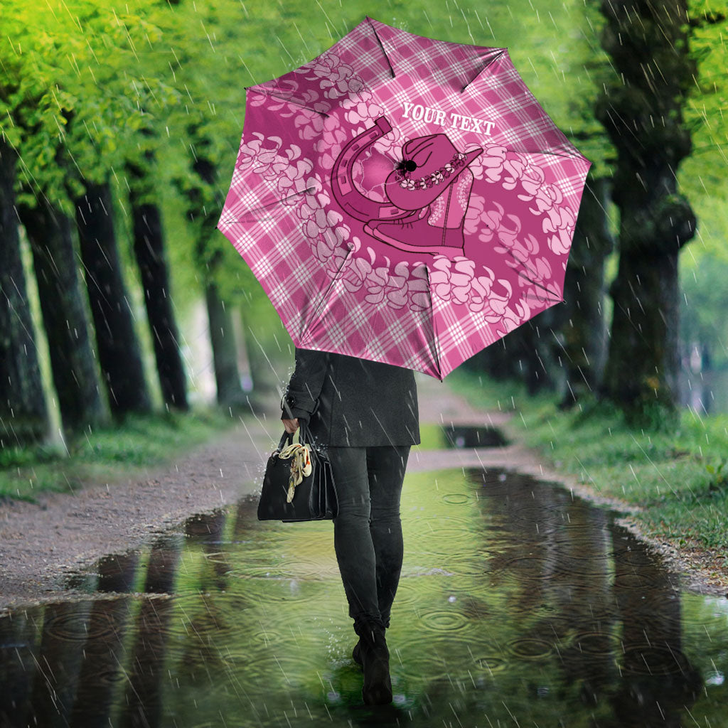 Alaka Hawaii Cowboy Palaka Motifs Personalised Umbrella Paniolo Festival Puakenikeni Lei LT14 - Polynesian Pride