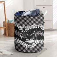Eleele Hawaii Cowboy Palaka Motifs Personalised Laundry Basket Paniolo Festival Puakenikeni Lei LT14 Black - Polynesian Pride