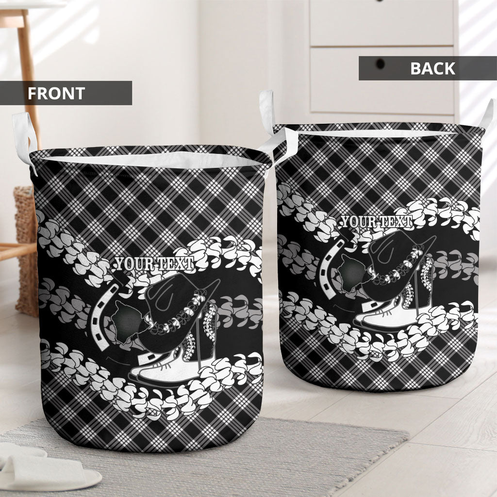 Eleele Hawaii Cowboy Palaka Motifs Personalised Laundry Basket Paniolo Festival Puakenikeni Lei LT14 - Polynesian Pride