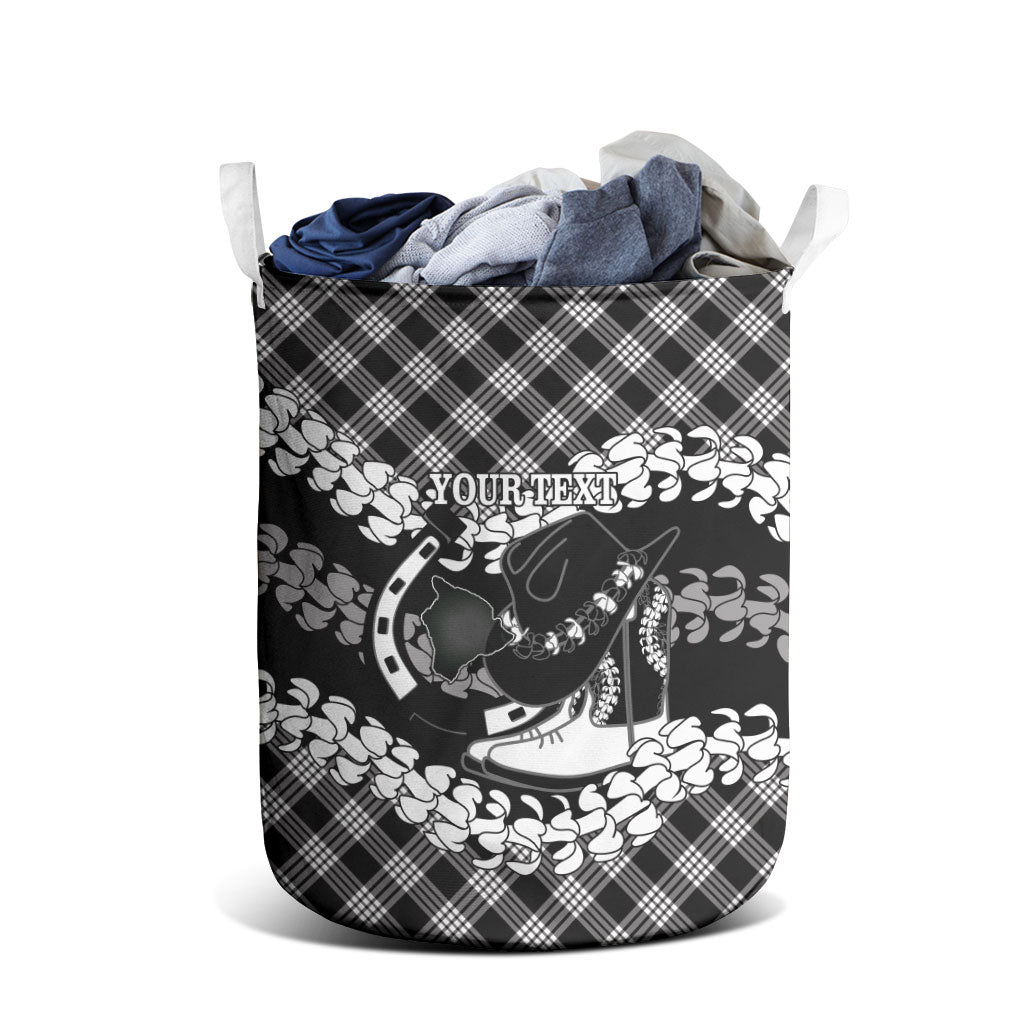Eleele Hawaii Cowboy Palaka Motifs Personalised Laundry Basket Paniolo Festival Puakenikeni Lei LT14 - Polynesian Pride