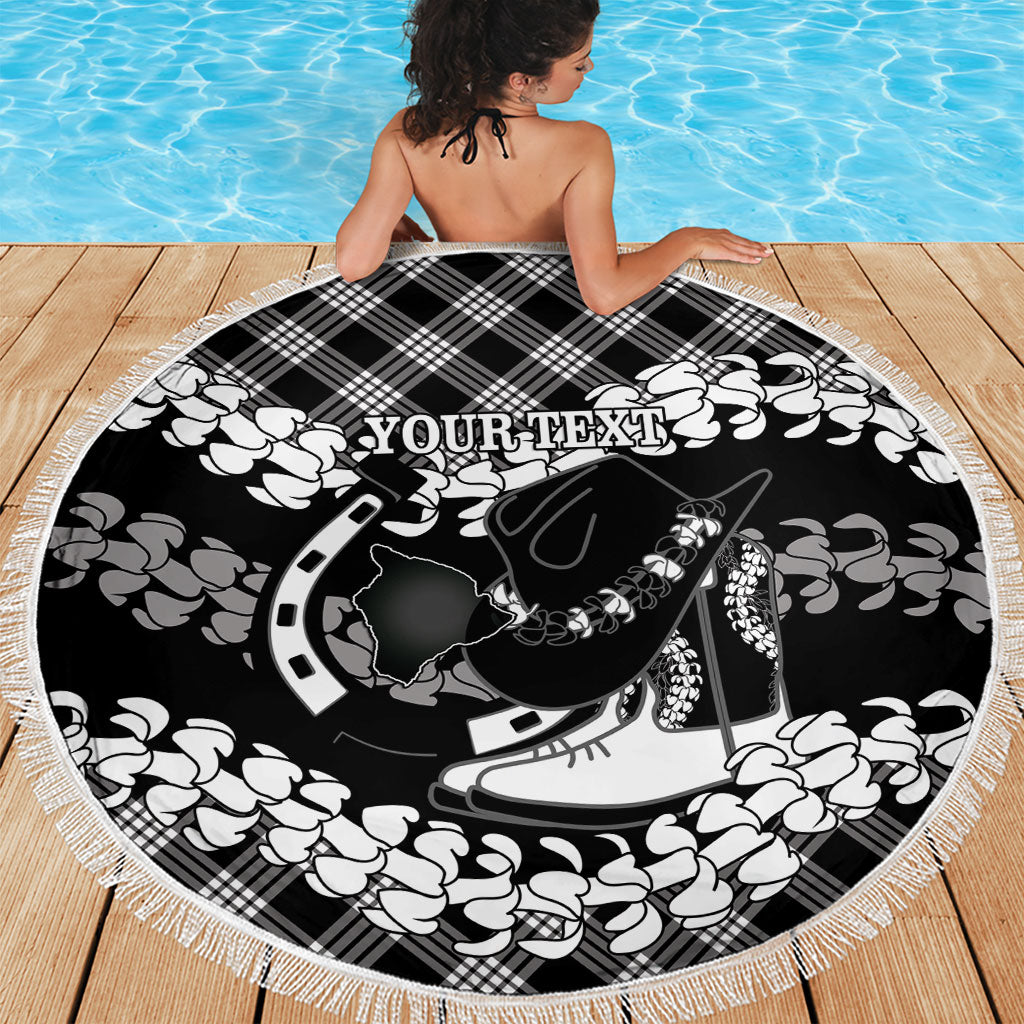Eleele Hawaii Cowboy Palaka Motifs Personalised Beach Blanket Paniolo Festival Puakenikeni Lei LT14 - Polynesian Pride