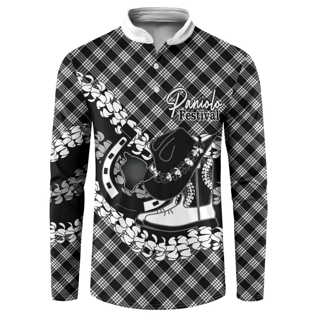 Eleele Hawaii Cowboy Palaka Motifs Personalised Button Sweatshirt Paniolo Festival Puakenikeni Lei