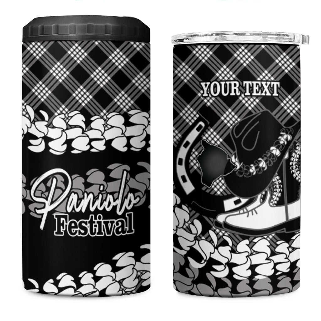 Eleele Hawaii Cowboy Palaka Motifs Personalised 4 in 1 Can Cooler Tumbler Paniolo Festival Puakenikeni Lei