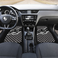Eleele Hawaii Cowboy Palaka Motifs Personalised Car Mats Paniolo Festival Puakenikeni Lei LT14 Set 2pcs - Front Black - Polynesian Pride