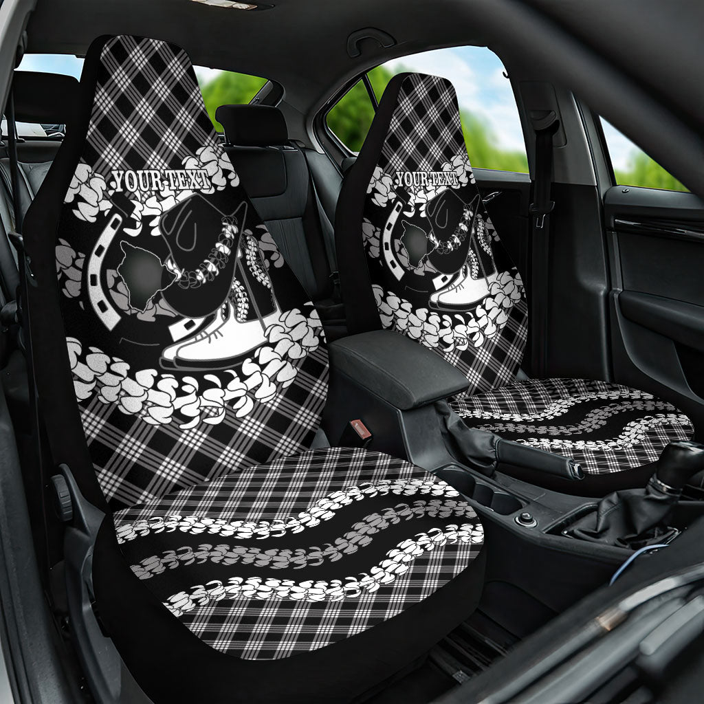 Eleele Hawaii Cowboy Palaka Motifs Personalised Car Seat Cover Paniolo Festival Puakenikeni Lei LT14 One Size Black - Polynesian Pride