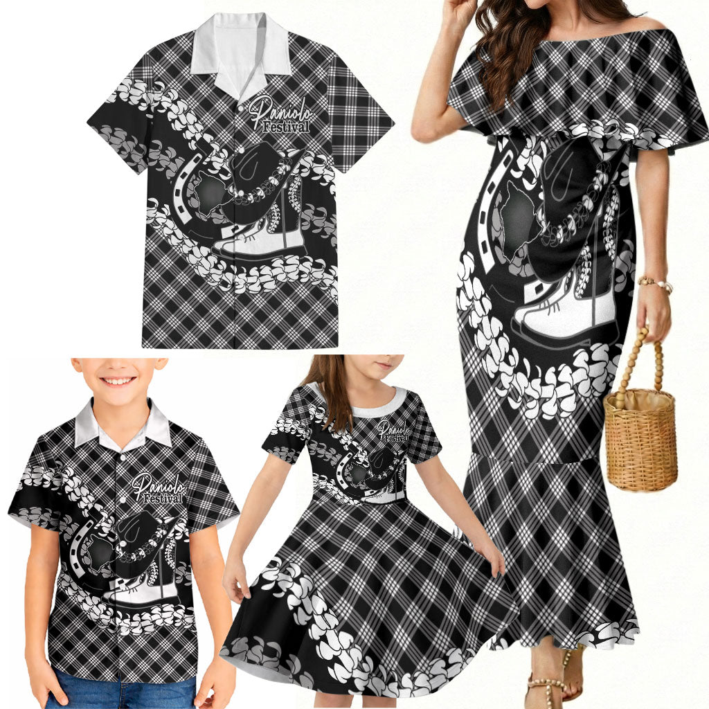 Eleele Hawaii Cowboy Palaka Motifs Personalised Family Matching Mermaid Dress and Hawaiian Shirt Paniolo Festival Puakenikeni Lei LT14 - Polynesian Pride