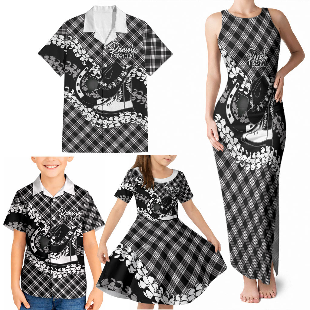 Eleele Hawaii Cowboy Palaka Motifs Personalised Family Matching Tank Maxi Dress and Hawaiian Shirt Paniolo Festival Puakenikeni Lei LT14 - Polynesian Pride