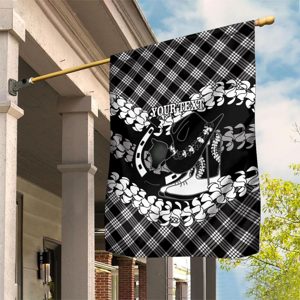 Eleele Hawaii Cowboy Palaka Motifs Personalised Garden Flag Paniolo Festival Puakenikeni Lei