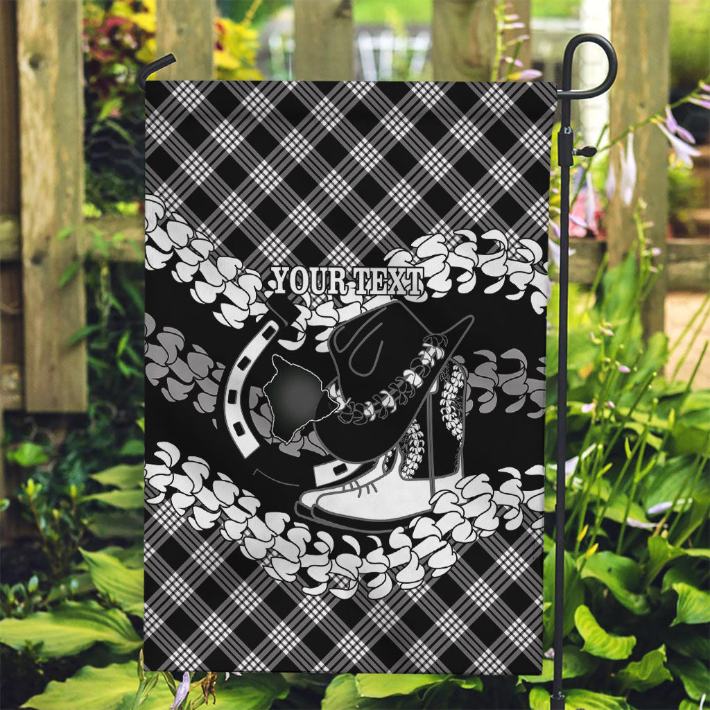Eleele Hawaii Cowboy Palaka Motifs Personalised Garden Flag Paniolo Festival Puakenikeni Lei LT14 Garden Flag Black - Polynesian Pride