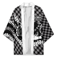 Eleele Hawaii Cowboy Palaka Motifs Personalised Kimono Paniolo Festival Puakenikeni Lei LT14 Unisex Black - Polynesian Pride