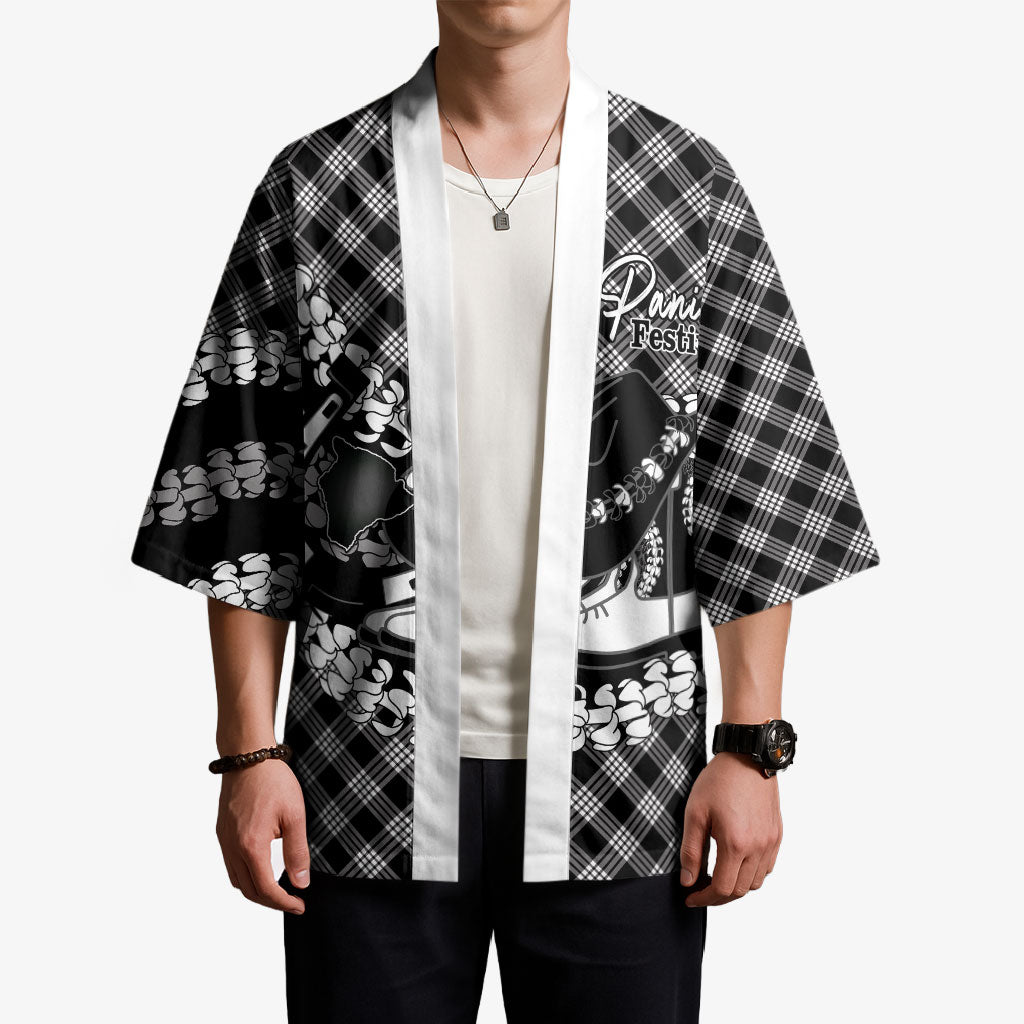 Eleele Hawaii Cowboy Palaka Motifs Personalised Kimono Paniolo Festival Puakenikeni Lei LT14 - Polynesian Pride