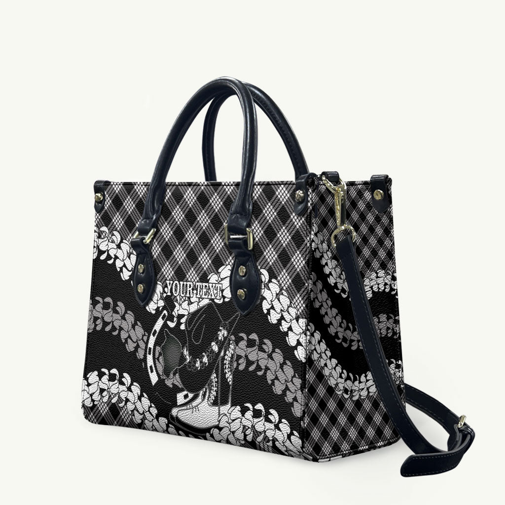 Eleele Hawaii Cowboy Palaka Motifs Personalised Leather Bag Paniolo Festival Puakenikeni Lei