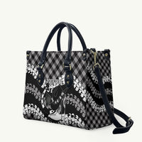 Eleele Hawaii Cowboy Palaka Motifs Personalised Leather Bag Paniolo Festival Puakenikeni Lei LT14 Black - Polynesian Pride