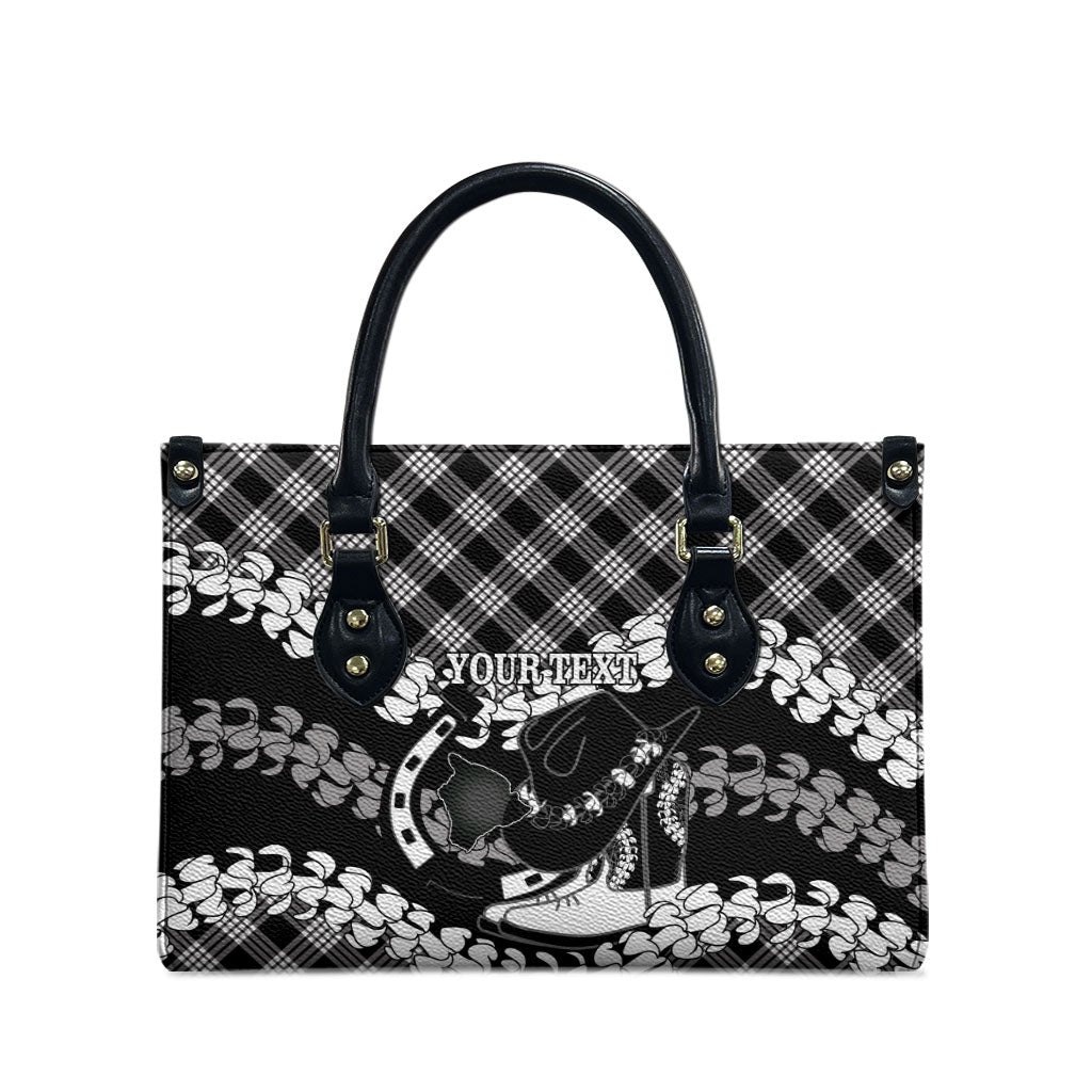 Eleele Hawaii Cowboy Palaka Motifs Personalised Leather Bag Paniolo Festival Puakenikeni Lei LT14 - Polynesian Pride