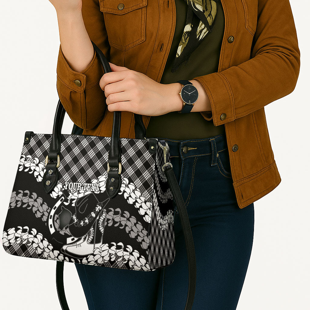 Eleele Hawaii Cowboy Palaka Motifs Personalised Leather Bag Paniolo Festival Puakenikeni Lei LT14 - Polynesian Pride