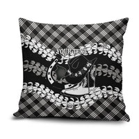 Eleele Hawaii Cowboy Palaka Motifs Personalised Pillow Cover Paniolo Festival Puakenikeni Lei LT14 Black - Polynesian Pride