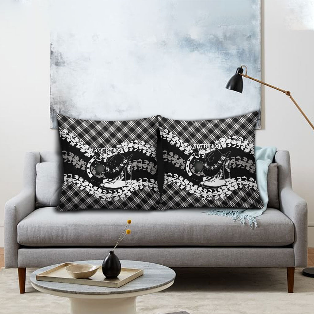 Eleele Hawaii Cowboy Palaka Motifs Personalised Pillow Cover Paniolo Festival Puakenikeni Lei LT14 - Polynesian Pride