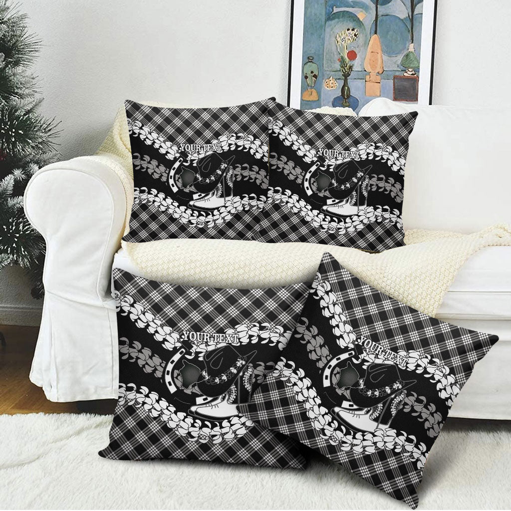 Eleele Hawaii Cowboy Palaka Motifs Personalised Pillow Cover Paniolo Festival Puakenikeni Lei LT14 - Polynesian Pride