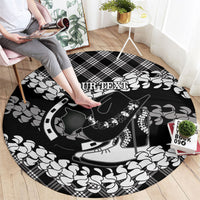 Eleele Hawaii Cowboy Palaka Motifs Personalised Round Carpet Paniolo Festival Puakenikeni Lei LT14 - Polynesian Pride