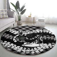 Eleele Hawaii Cowboy Palaka Motifs Personalised Round Carpet Paniolo Festival Puakenikeni Lei LT14 - Polynesian Pride
