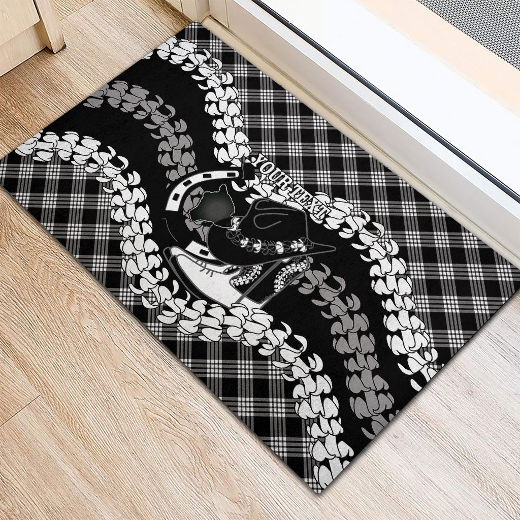 Eleele Hawaii Cowboy Palaka Motifs Personalised Rubber Doormat Paniolo Festival Puakenikeni Lei LT14 - Polynesian Pride