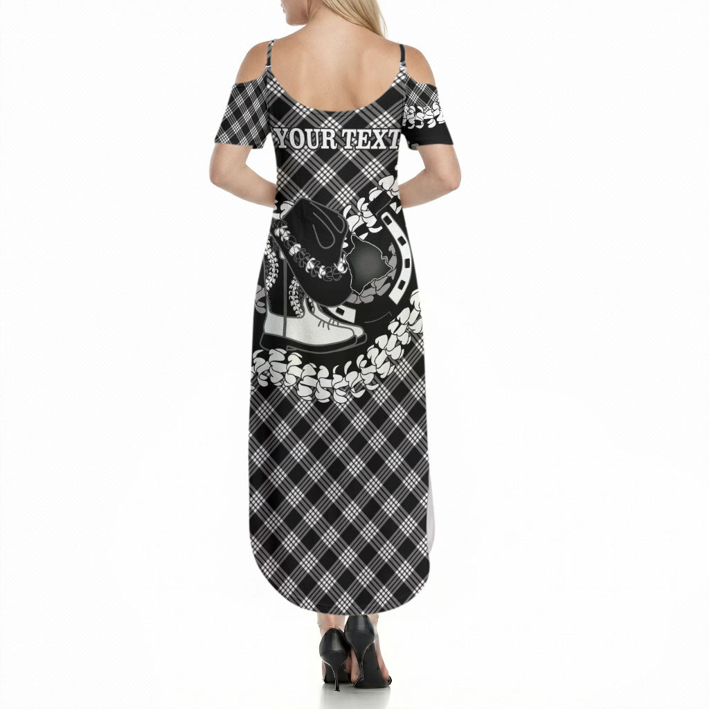 Eleele Hawaii Cowboy Palaka Motifs Personalised Summer Maxi Dress Paniolo Festival Puakenikeni Lei LT14 - Polynesian Pride
