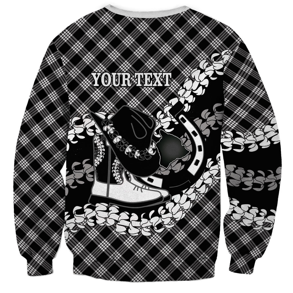Eleele Hawaii Cowboy Palaka Motifs Personalised Sweatshirt Paniolo Festival Puakenikeni Lei LT14 - Polynesian Pride
