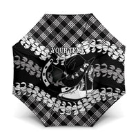 Eleele Hawaii Cowboy Palaka Motifs Personalised Umbrella Paniolo Festival Puakenikeni Lei LT14 One Size Folded 11.42 inch Opened Diameter 37.4 inch Black - Polynesian Pride