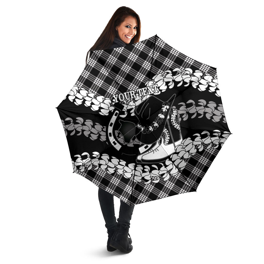 Eleele Hawaii Cowboy Palaka Motifs Personalised Umbrella Paniolo Festival Puakenikeni Lei LT14 - Polynesian Pride