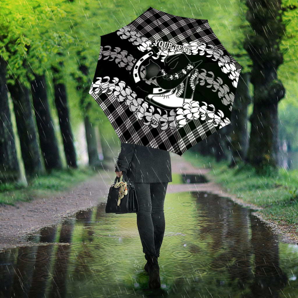 Eleele Hawaii Cowboy Palaka Motifs Personalised Umbrella Paniolo Festival Puakenikeni Lei LT14 - Polynesian Pride