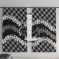 Eleele Hawaii Cowboy Palaka Motifs Personalised Window Curtain Paniolo Festival Puakenikeni Lei LT14 With Hooks Black - Polynesian Pride