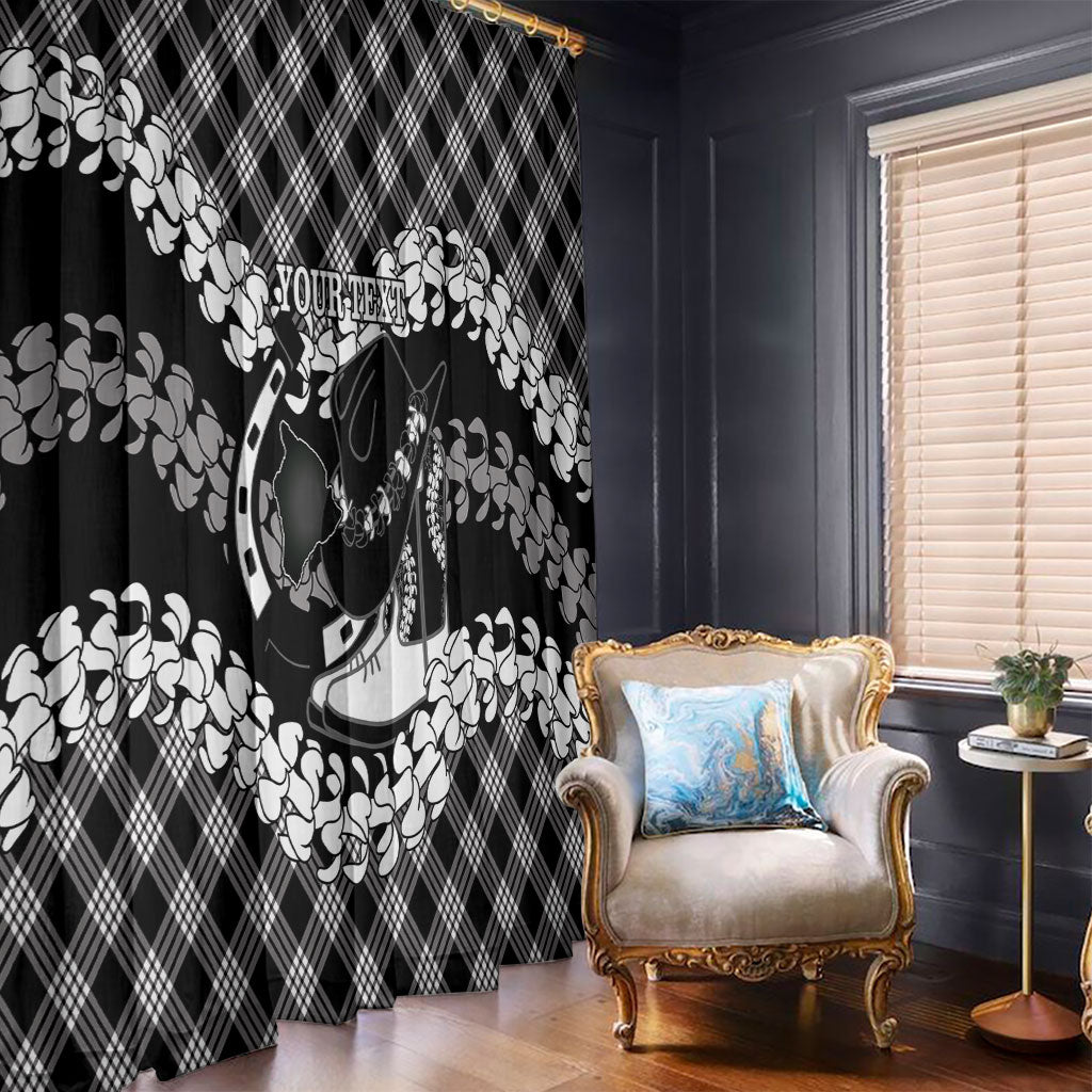 Eleele Hawaii Cowboy Palaka Motifs Personalised Window Curtain Paniolo Festival Puakenikeni Lei LT14 - Polynesian Pride