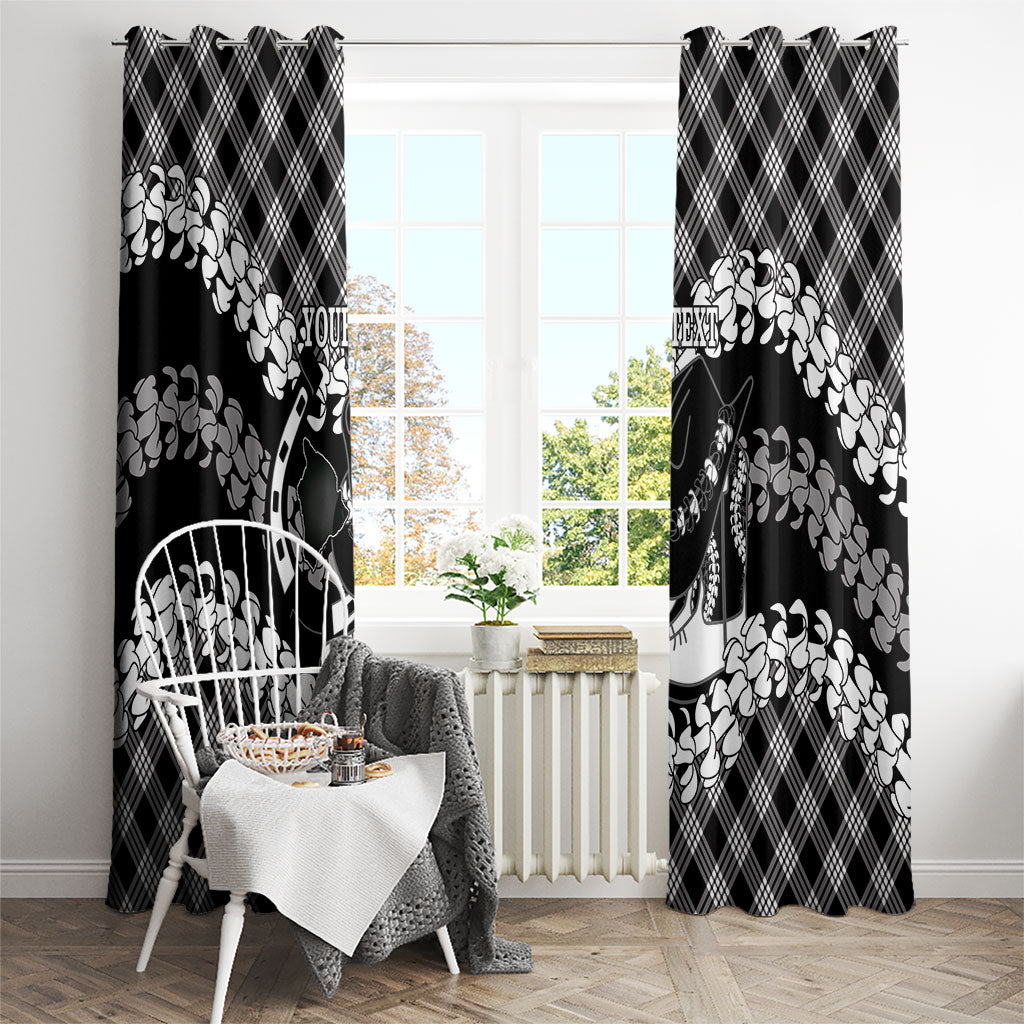 Eleele Hawaii Cowboy Palaka Motifs Personalised Window Curtain Paniolo Festival Puakenikeni Lei LT14 - Polynesian Pride