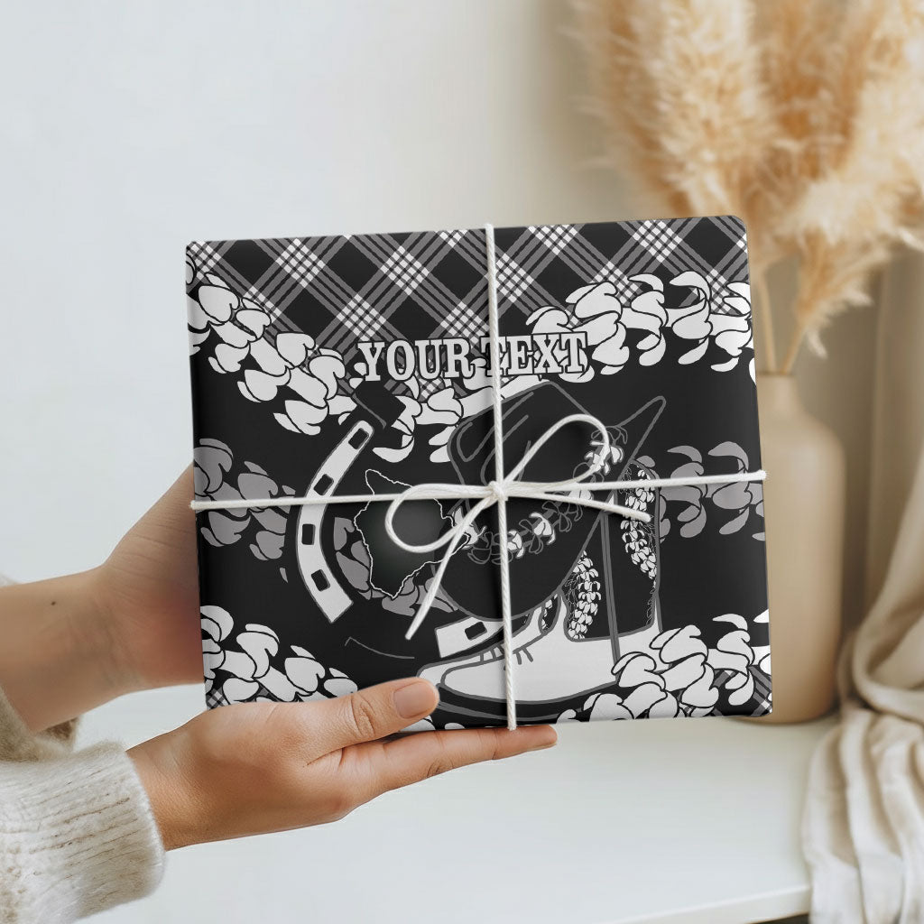 Eleele Hawaii Cowboy Palaka Motifs Personalised Wrapping Paper Paniolo Festival Puakenikeni Lei LT14 - Polynesian Pride