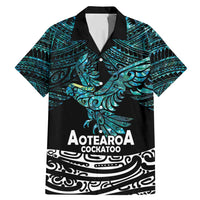New Zealand Sulphur-crested Cockatoo Family Matching Mermaid Dress and Hawaiian Shirt Aotearoa Maori Mix Paua Shell LT14 Dad's Shirt - Short Sleeve Turquoise - Polynesian Pride