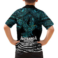 New Zealand Sulphur-crested Cockatoo Family Matching Off The Shoulder Long Sleeve Dress and Hawaiian Shirt Aotearoa Maori Mix Paua Shell LT14 - Polynesian Pride