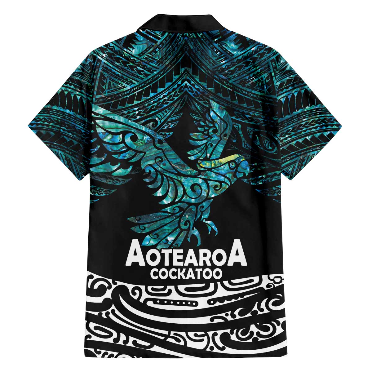 New Zealand Sulphur-crested Cockatoo Family Matching Puletasi and Hawaiian Shirt Aotearoa Maori Mix Paua Shell LT14 - Polynesian Pride