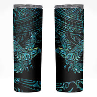 New Zealand Sulphur-crested Cockatoo Skinny Tumbler Aotearoa Maori Mix Paua Shell LT14 Turquoise - Polynesian Pride