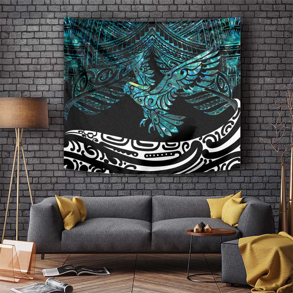 New Zealand Sulphur-crested Cockatoo Tapestry Aotearoa Maori Mix Paua Shell