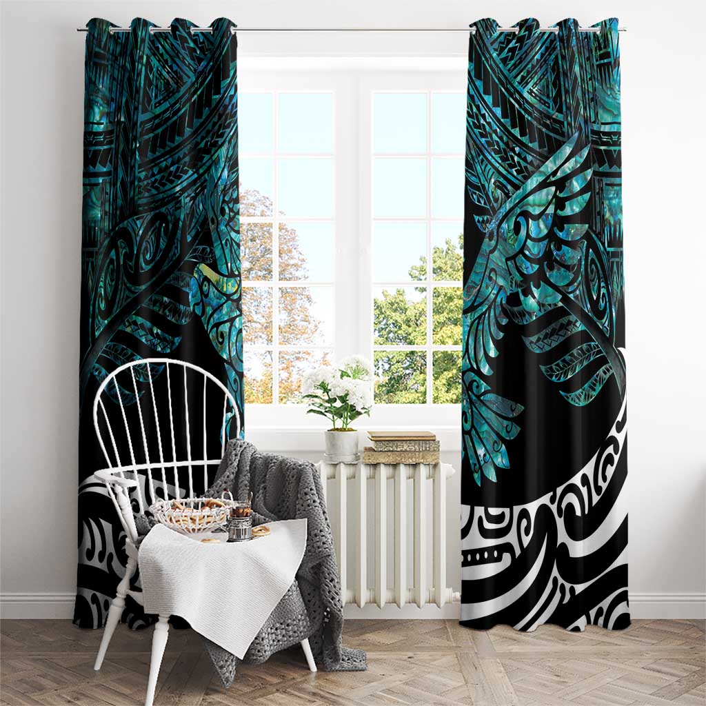 New Zealand Sulphur-crested Cockatoo Window Curtain Aotearoa Maori Mix Paua Shell