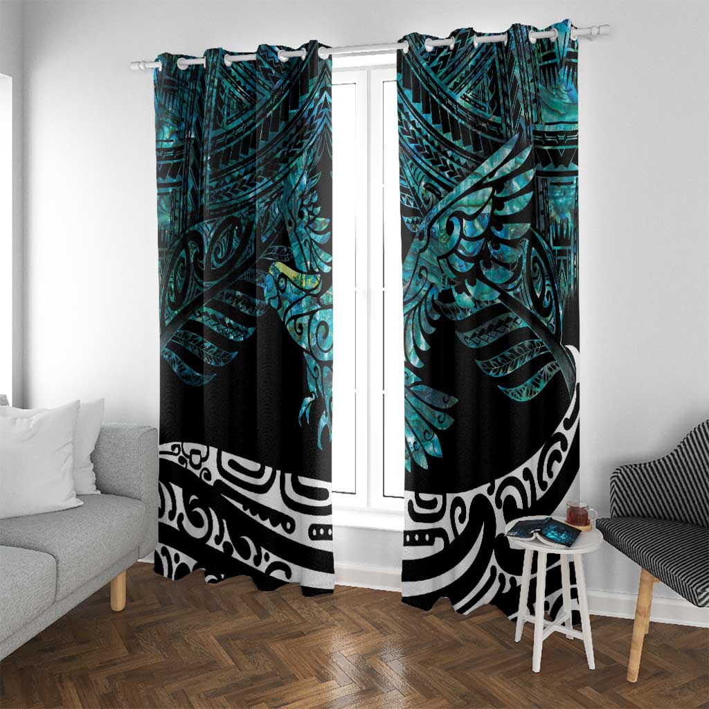 New Zealand Sulphur-crested Cockatoo Window Curtain Aotearoa Maori Mix Paua Shell