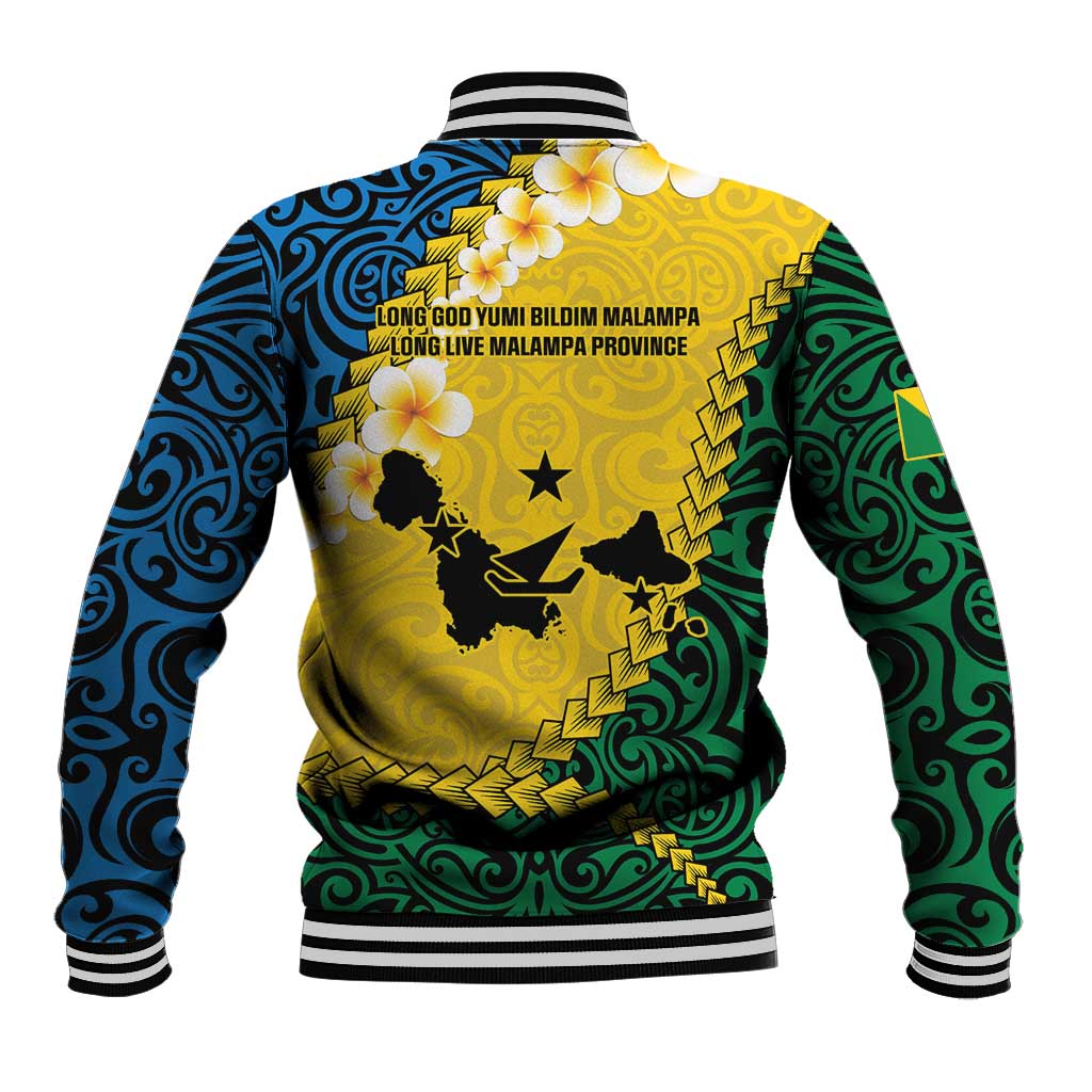Malampa Province Baseball Jacket Vanuatu Map - Plumeria Flag Color