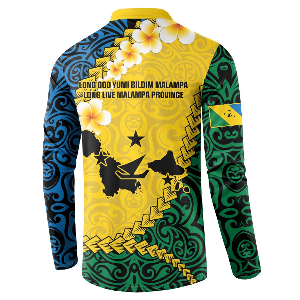 Malampa Province Button Sweatshirt Vanuatu Map - Plumeria Flag Color