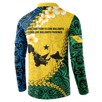 Malampa Province Button Sweatshirt Vanuatu Map - Plumeria Flag Color