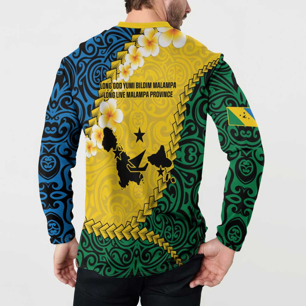 Malampa Province Button Sweatshirt Vanuatu Map - Plumeria Flag Color