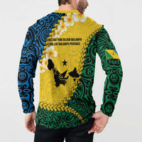 Malampa Province Button Sweatshirt Vanuatu Map - Plumeria Flag Color